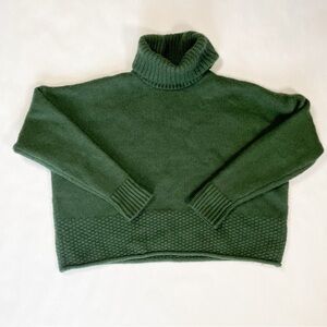 Madewell Sadler Corsica Stitch Mix Cropped Turtleneck Merino Wool Sweater